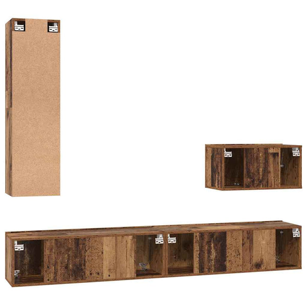 vidaXL Wall-Mounted TV Cabinet 4 pcs Reclaimed Wood Engineered Wood