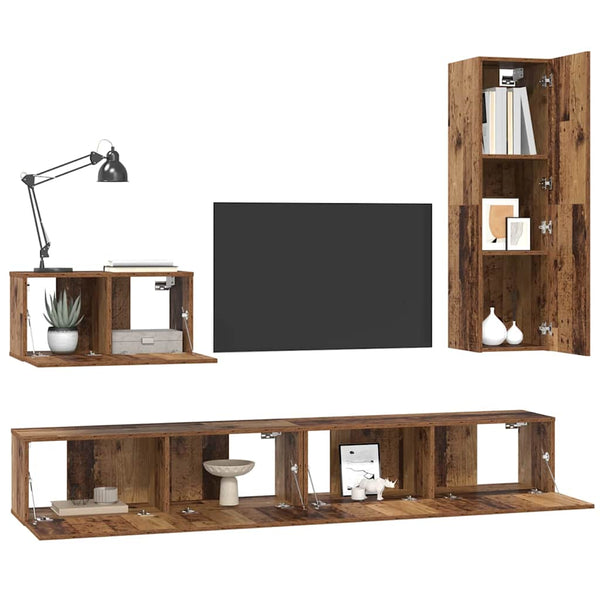 vidaXL Wall-Mounted TV Cabinet 4 pcs Reclaimed Wood Engineered Wood
