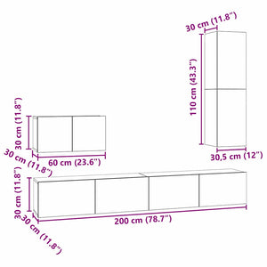 vidaXL Wall-Mounted TV Cabinet 4 pcs Reclaimed Wood Engineered Wood