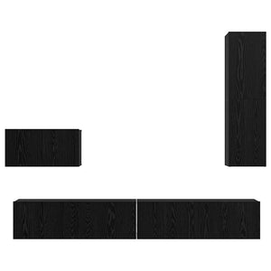 vidaXL Wall-Mounted TV Cabinet 4 pcs Black Oak Look Engineered Wood