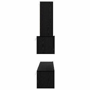 vidaXL Wall-Mounted TV Cabinet 4 pcs Black Oak Look Engineered Wood