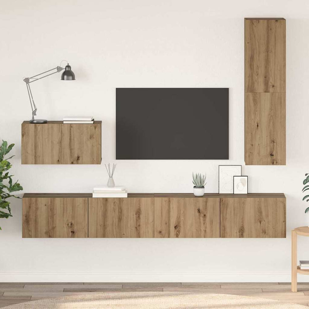 vidaXL Wall TV Cabinet Wall-Mounted 4 pcs Artisan Oak Engineered Wood