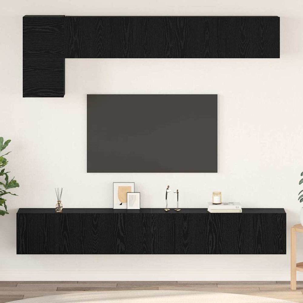 vidaXL TV Cabinet Set 5 pcs Black Oak Look Engineered Wood