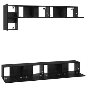 vidaXL TV Cabinet Set 5 pcs Black Oak Look Engineered Wood