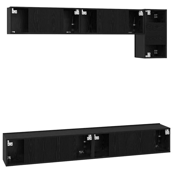 vidaXL TV Cabinet Set 5 pcs Black Oak Look Engineered Wood