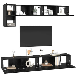 vidaXL TV Cabinet Set 5 pcs Black Oak Look Engineered Wood