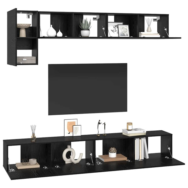 vidaXL TV Cabinet Set 5 pcs Black Oak Look Engineered Wood