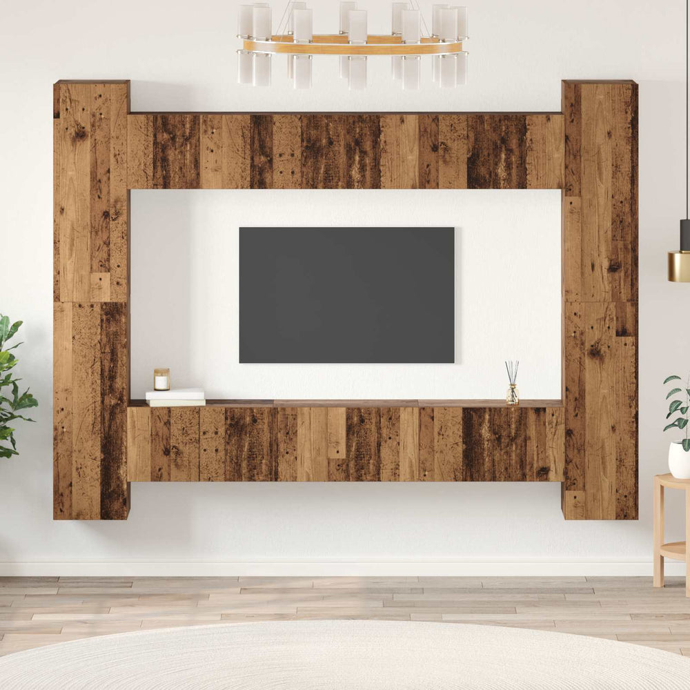 vidaXL TV cabinet set 10 pcs reclaimed wood 30.5 x 30 x 90 cm engineered wood