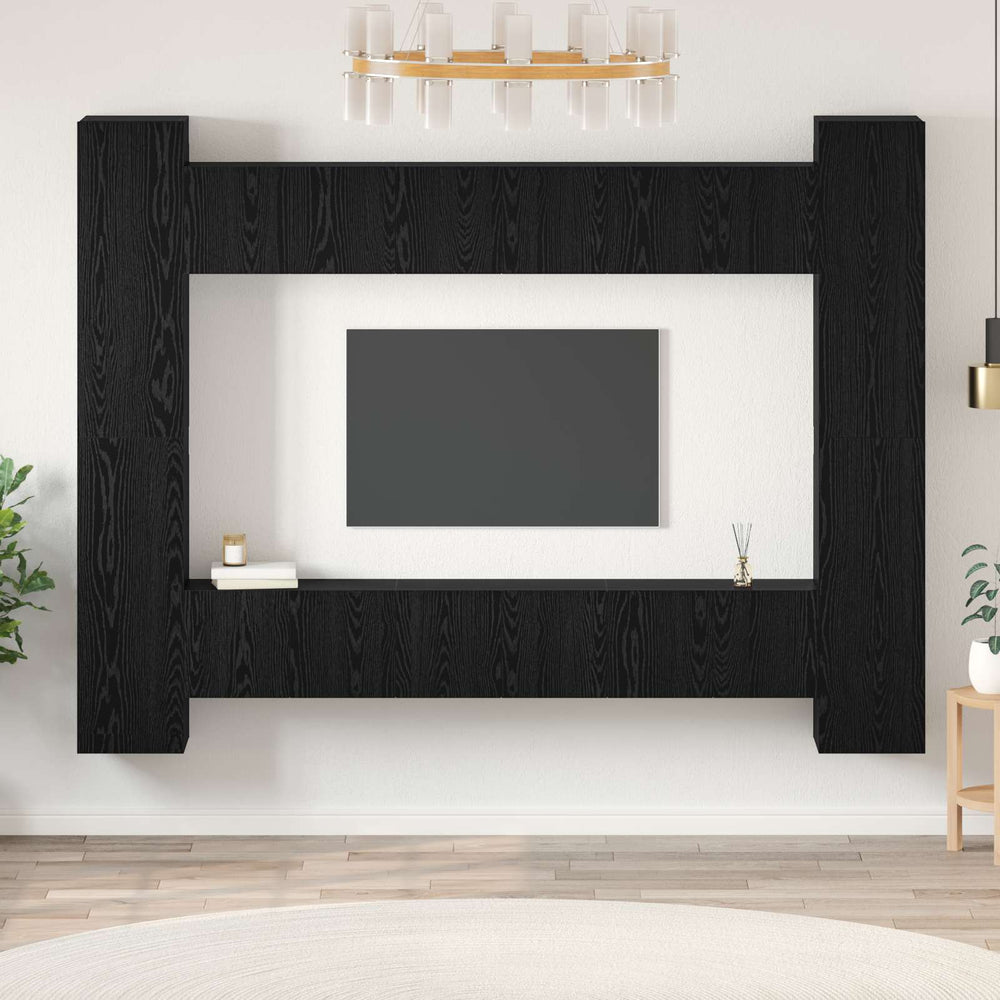 vidaXL TV Cabinet Set 10 pcs Black Oak Look 30.5 x 30 x 90 cm