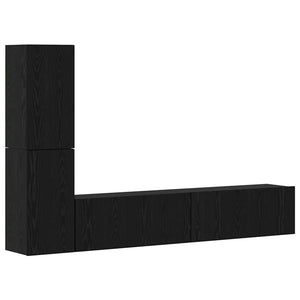 vidaXL Wall-Mounted TV Cabinet 2 pcs Black Oak Look Engineered Wood