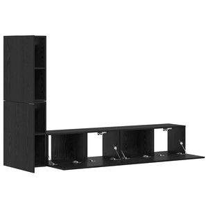 vidaXL Wall-Mounted TV Cabinet 2 pcs Black Oak Look Engineered Wood