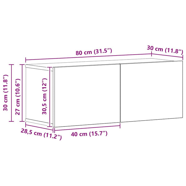 vidaXL Wall-Mounted TV Cabinet 2 pcs Black Oak Look Engineered Wood