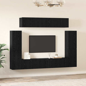vidaXL TV Cabinet Set 8 pcs Black Oak Look Engineered Wood