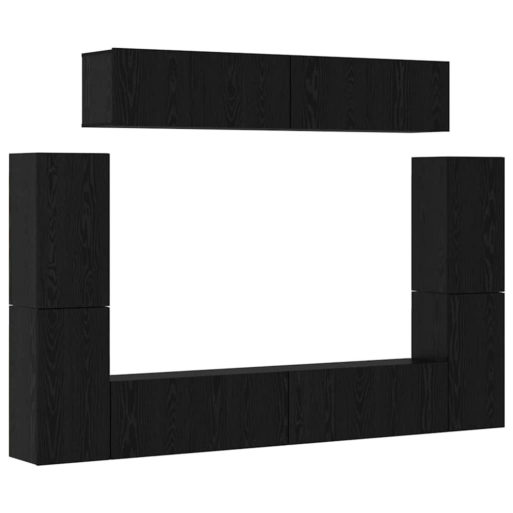 vidaXL TV Cabinet Set 8 pcs Black Oak Look Engineered Wood