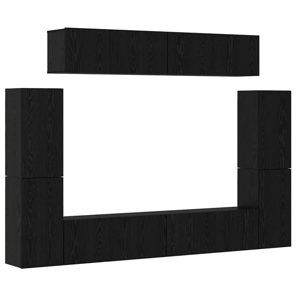 vidaXL TV Cabinet Set 8 pcs Black Oak Look Engineered Wood