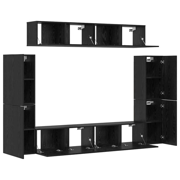 vidaXL TV Cabinet Set 8 pcs Black Oak Look Engineered Wood