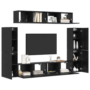 vidaXL TV Cabinet Set 8 pcs Black Oak Look Engineered Wood