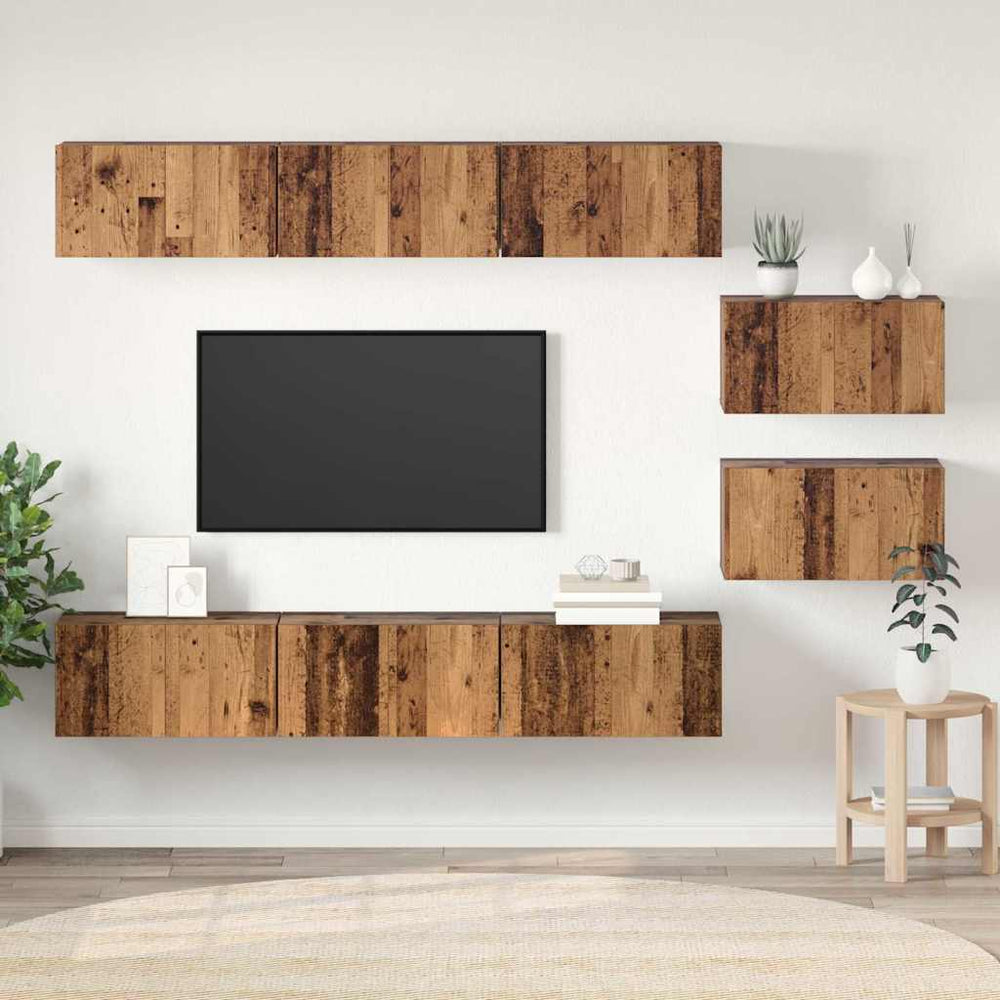 vidaXL TV Cabinet Set Wall-Mounted Reclaimed Wood Engineered Wood