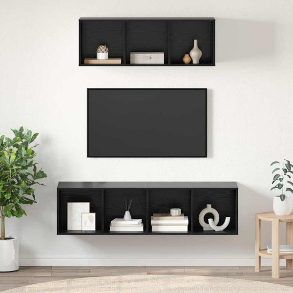 vidaXL TV Cabinet Set 2 pcs Black Oak Look Engineered Wood