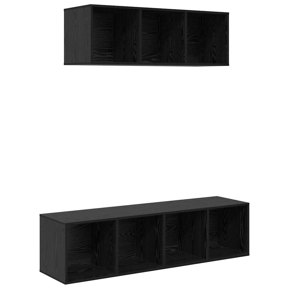 vidaXL TV Cabinet Set 2 pcs Black Oak Look Engineered Wood