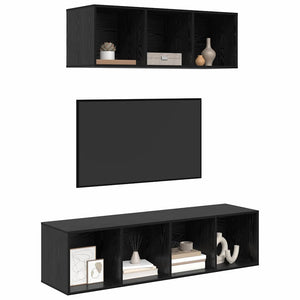 vidaXL TV Cabinet Set 2 pcs Black Oak Look Engineered Wood