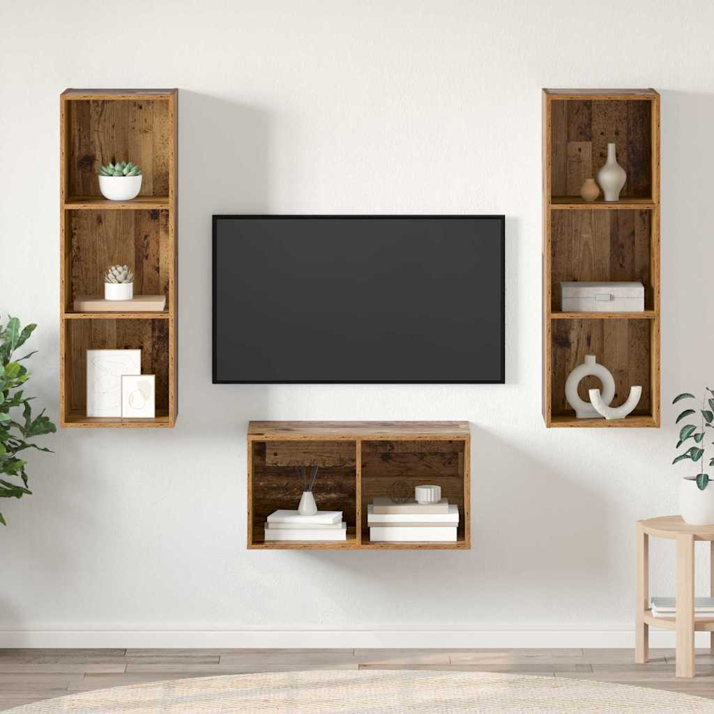vidaXL TV Cabinet Set Reclaimed Wood 37 x 37 x 107 cm Engineered Wood