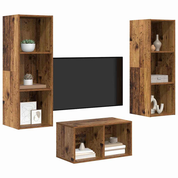 vidaXL TV Cabinet Set Reclaimed Wood 37 x 37 x 107 cm Engineered Wood