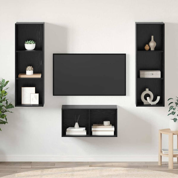 vidaXL TV Cabinet Set Black Oak Look 37 x 37 x 107 cm