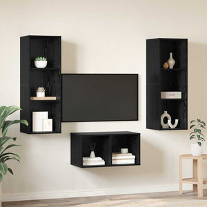 vidaXL TV Cabinet Set Black Oak Look 37 x 37 x 107 cm