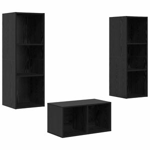 vidaXL TV Cabinet Set Black Oak Look 37 x 37 x 107 cm