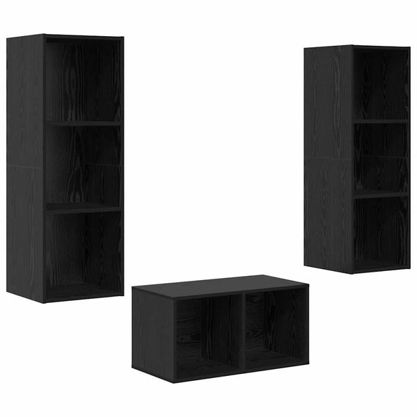 vidaXL TV Cabinet Set Black Oak Look 37 x 37 x 107 cm