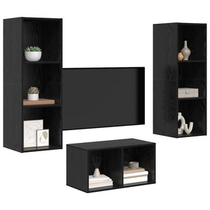 vidaXL TV Cabinet Set Black Oak Look 37 x 37 x 107 cm
