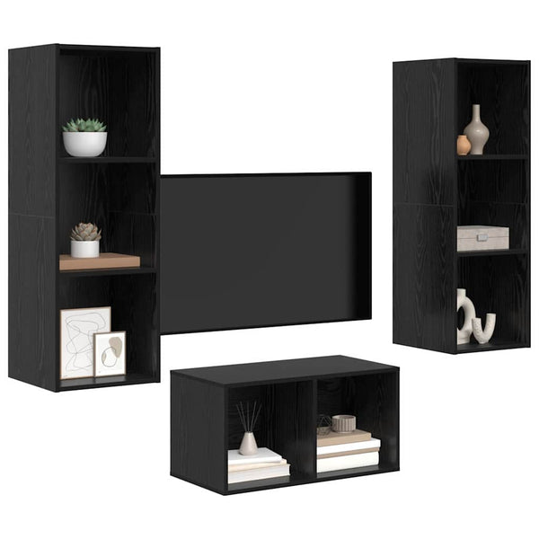 vidaXL TV Cabinet Set Black Oak Look 37 x 37 x 107 cm
