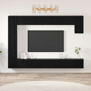 vidaXL TV Cabinet Set 9 pcs Black Oak-Look Engineered Wood