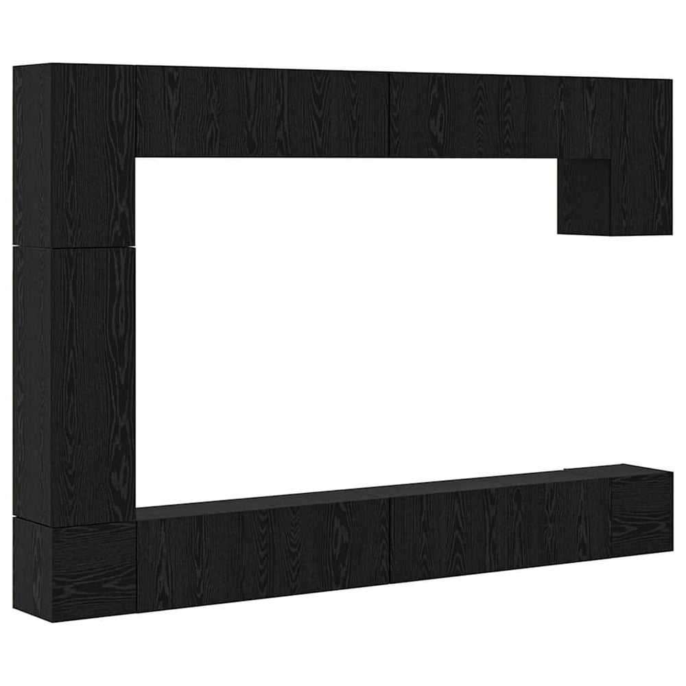 vidaXL TV Cabinet Set 9 pcs Black Oak-Look Engineered Wood