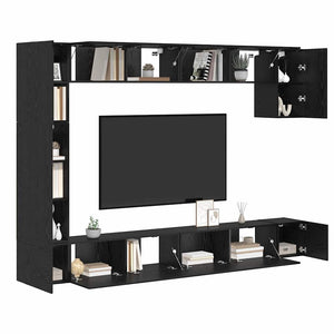 vidaXL TV Cabinet Set 9 pcs Black Oak-Look Engineered Wood
