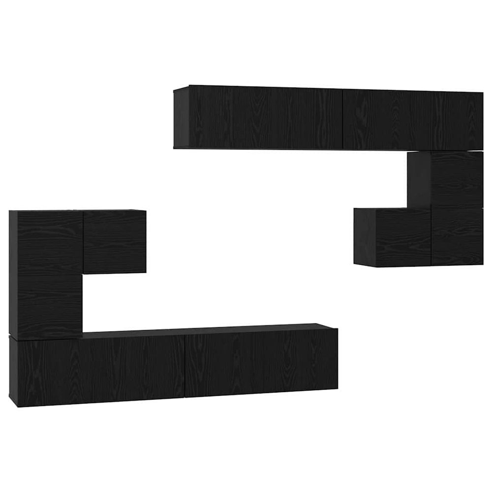 vidaXL TV Cabinets 4 pcs Black Oak Look Engineered Wood