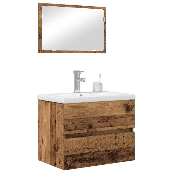 vidaXL Bathroom Furniture Set with Drawers 3 pcs Reclaimed Wood Engineered Wood