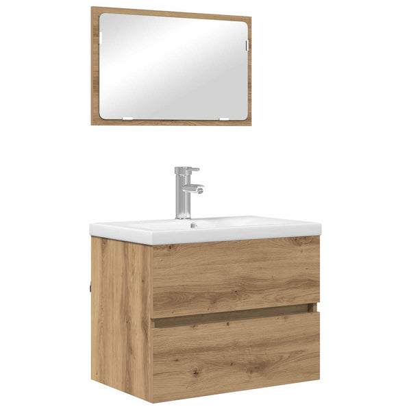 vidaXL Bathroom Furniture Set 3 pcs Engineered Wood Artisan Oak