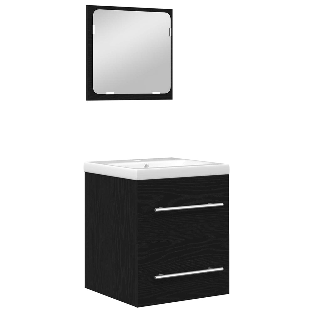 vidaXL Bathroom Furniture Set 2 pcs Black Oak Look Engineered Wood