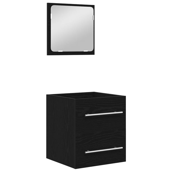 vidaXL Bathroom Furniture Set 2 pcs Black Oak Look Engineered Wood