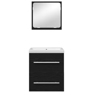 vidaXL Bathroom Furniture Set 2 pcs Black Oak Look Engineered Wood