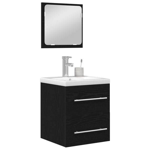 vidaXL Bathroom Furniture Set 2 pcs Black Oak Look Engineered Wood