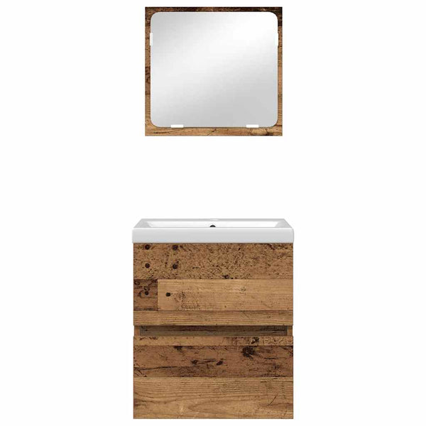 vidaXL Bathroom Furniture Set 2 pcs Old Wood and White Engineered Wood