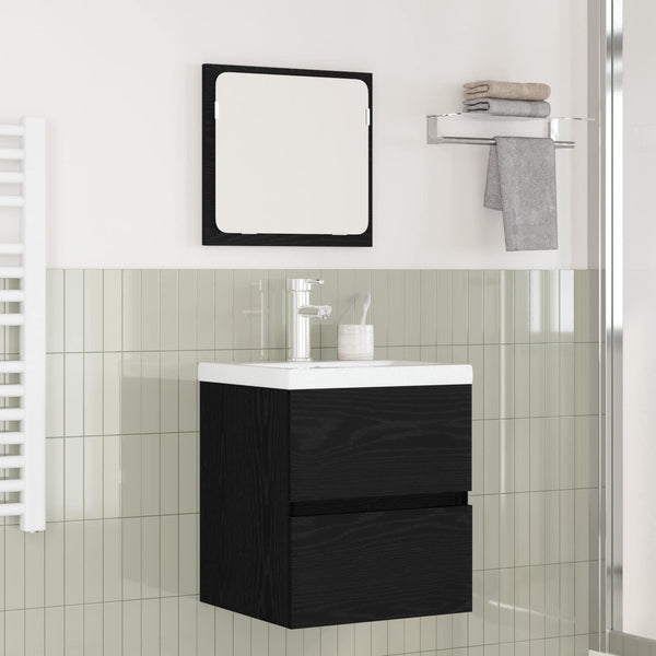 vidaXL Bathroom Furniture Set 2 pcs Black Oak and White Engineered Wood