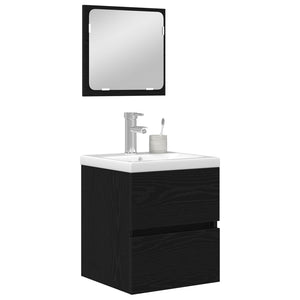 vidaXL Bathroom Furniture Set 2 pcs Black Oak and White Engineered Wood
