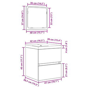 vidaXL Bathroom Furniture Set 2 pcs Black Oak and White Engineered Wood
