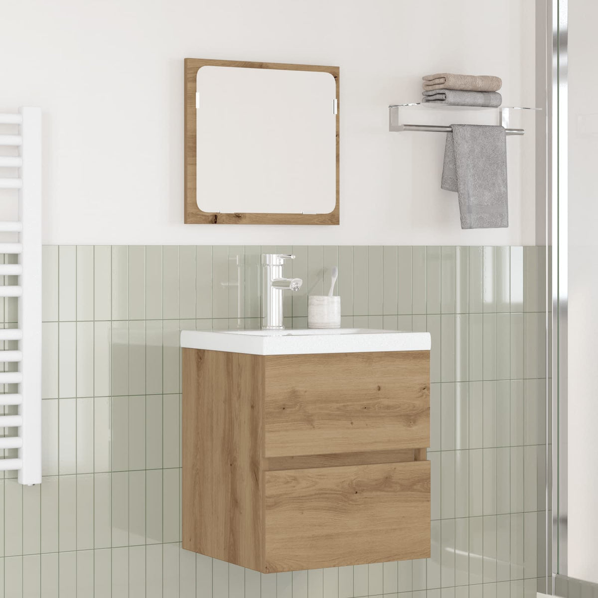 vidaXL Bathroom Furniture Set 2 pcs Artisan Oak and White Engineered Wood