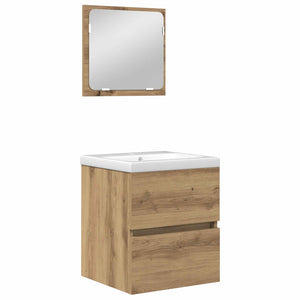 vidaXL Bathroom Furniture Set 2 pcs Artisan Oak and White Engineered Wood