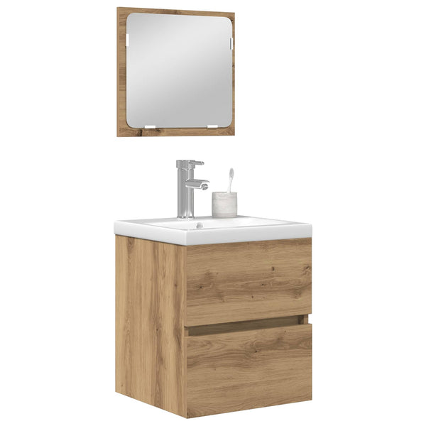 vidaXL Bathroom Furniture Set 2 pcs Artisan Oak and White Engineered Wood